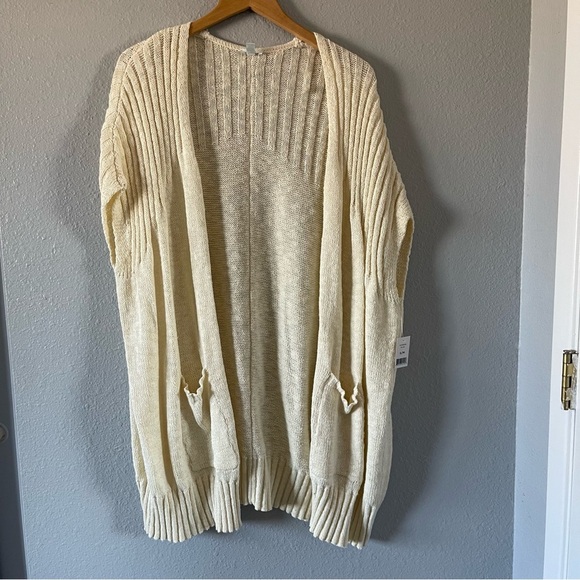 NWT Dip Cream Oversized Cotton Open Front Cozy Knit Cardigan Women's Size S/M - Picture 1 of 6